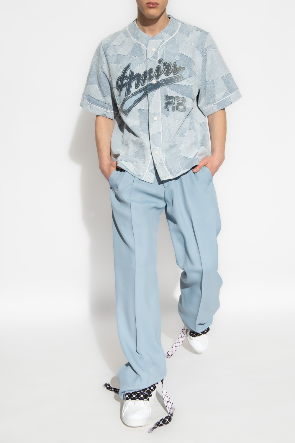【関送込】AMIRI ジャズ ウルフ クルーネック ホワイトTシャツ 関送込】AMIRI ジャズ ウルフ クルーネック ホワイトTシャツ